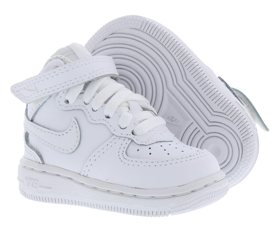 Nike Baby Boy's Force 1 Mid LE (Infant/Toddler) White/White 10 Toddler M