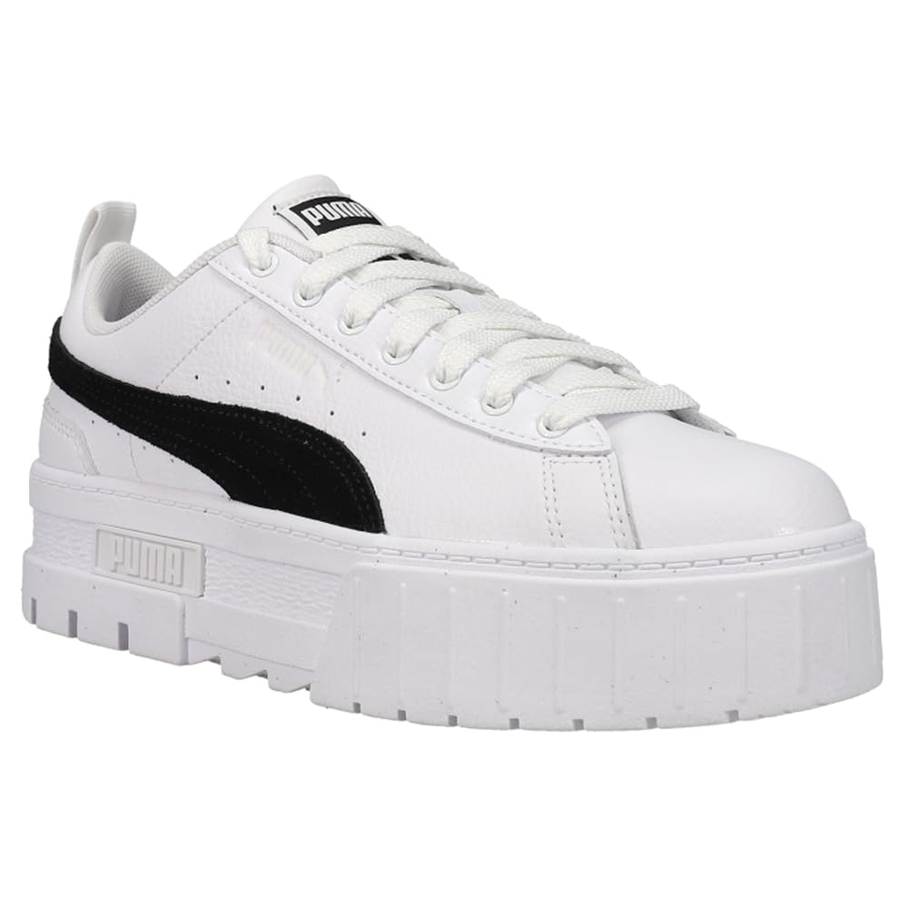 PUMA Girl's Mayze Leather (Big Kid) Puma White/Puma Black/Nimbus Cloud 5.5 Big Kid M