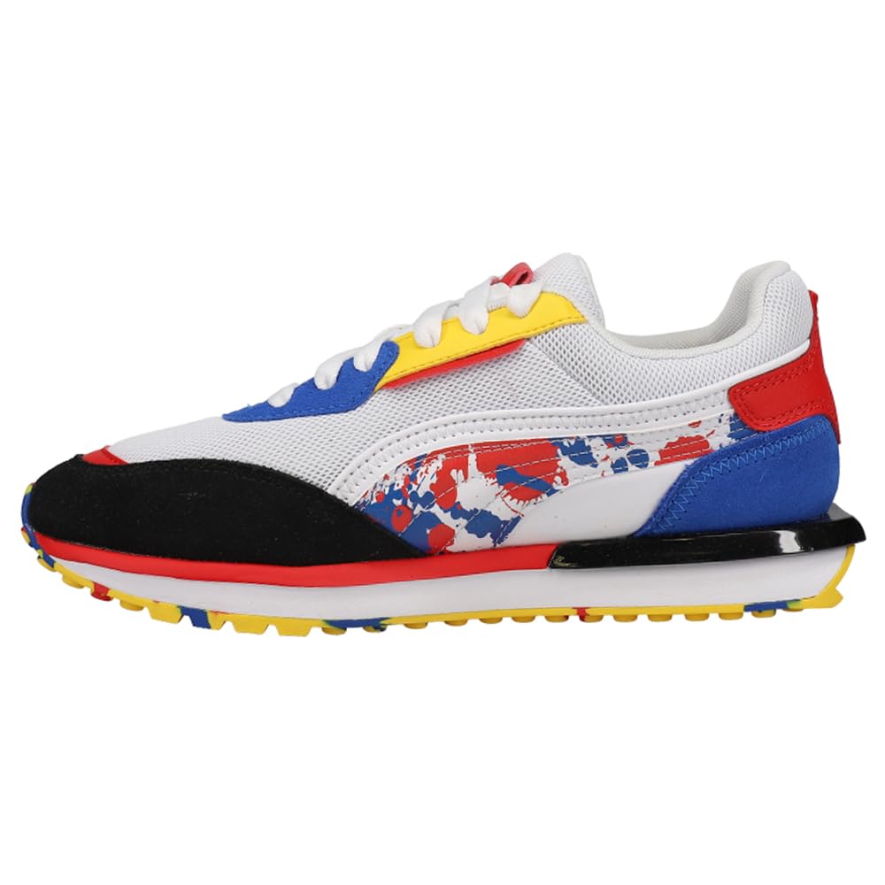 PUMA City Rider Splash (Big Kid) Puma White/Puma Royal/Dandelion 4 Big Kid M