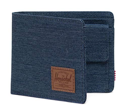 Herschel Supply Co. Roy Coin RFID Indigo Denim Crosshatch/Saddle Brown One Size