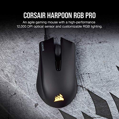 CORSAIR Harpoon Pro - RGB Gaming Mouse - Lightweight Design - 12,000 DPI Optical Sensor (Renewed)