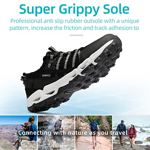 KEENPACE Women's Water Hiking Shoes for Summer Outdoor Sport River Beach Amphibious Aerobics Swimming Trail Trekking Walking Lightweight Quick Dry Breathable Arch Support Black