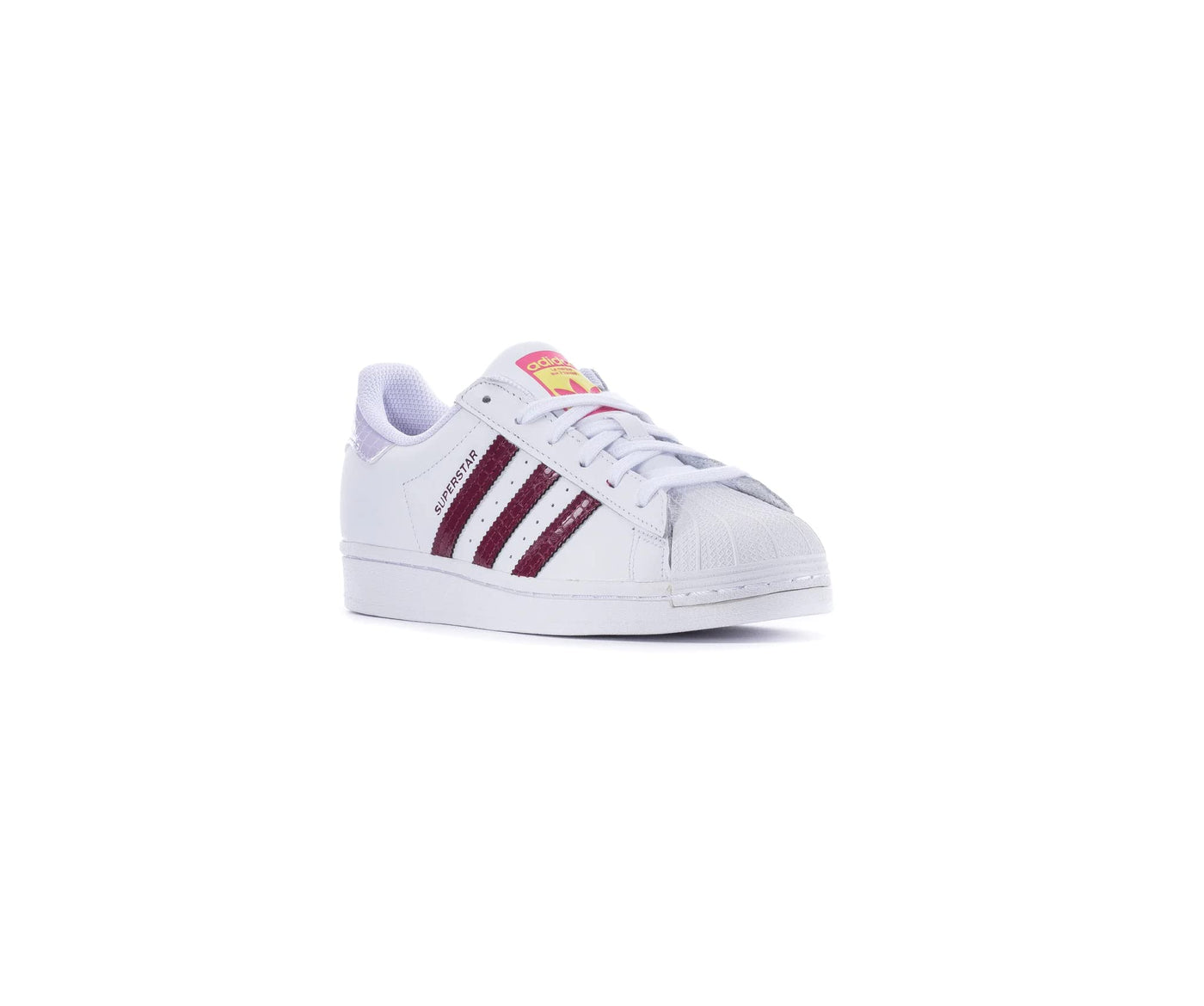 adidas Originals Womens Superstar Sneaker, Cloud White/Victory Crimson/Purple Tint, 6.5
