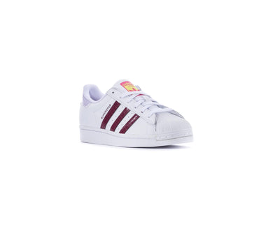 adidas Originals Womens Superstar Sneaker, Cloud White/Victory Crimson/Purple Tint, 6.5