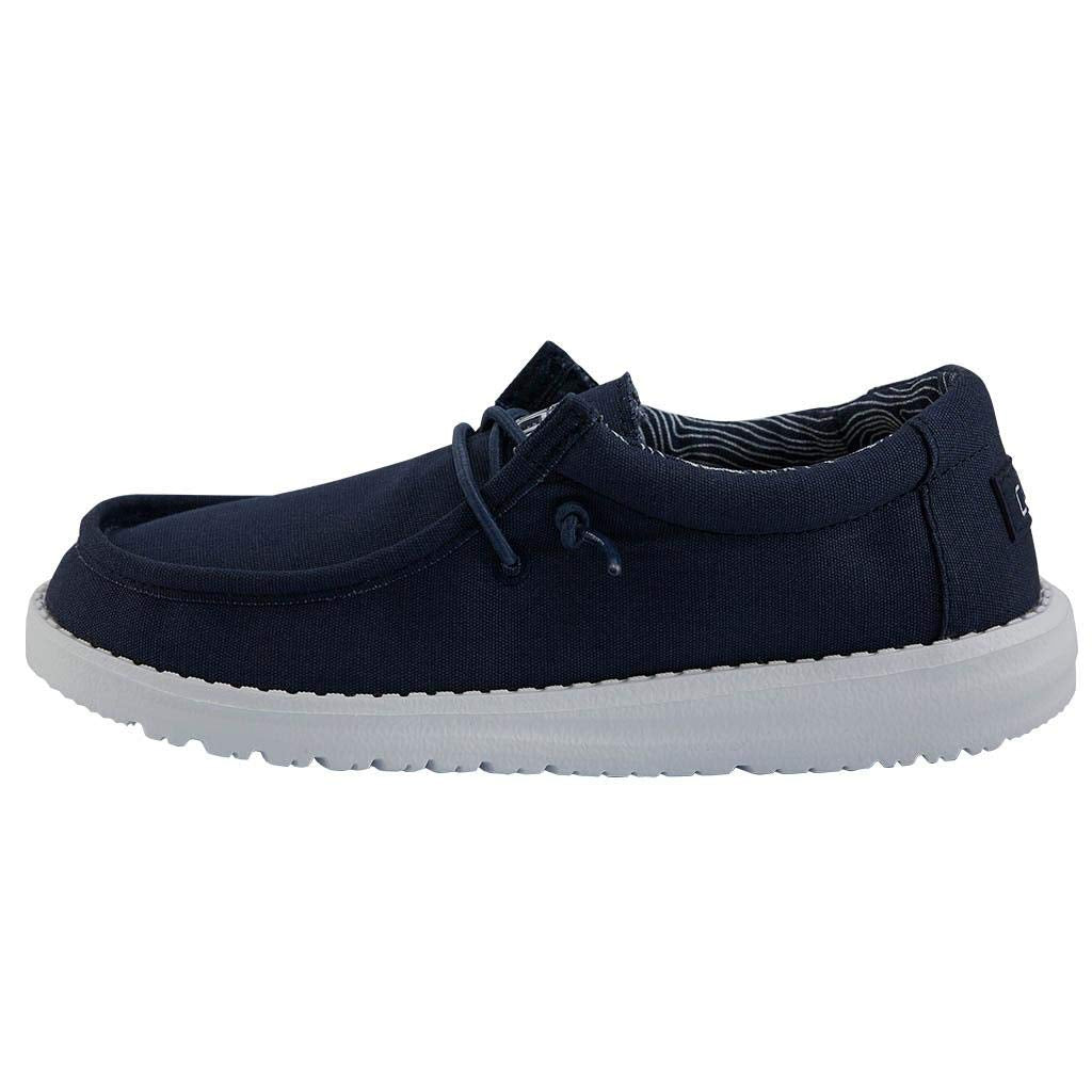 Hey Dude Boy's Wally Youth Stretch Navy Size 11 | Boy’s Shoes | Boy's Lace Up Loafers | Comfortable & Light-Weight