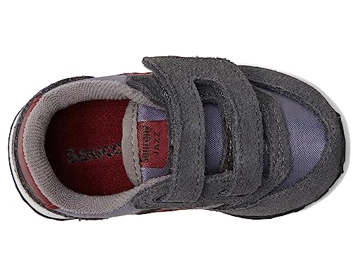 Saucony Boy's Original Jazz Hook & Loop (Toddler/Little Kid) Grey/Dark Red 8 Toddler M