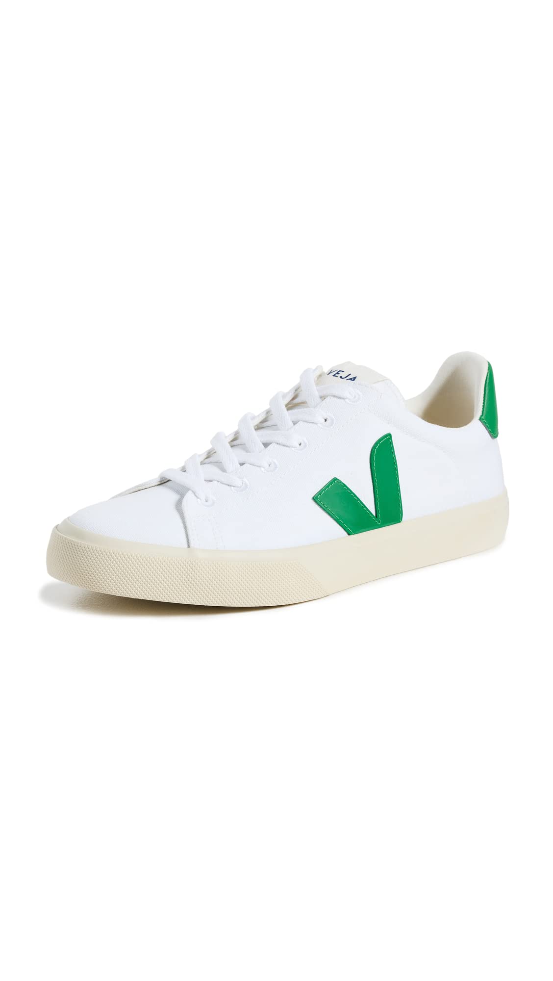 Veja Men's Campo Canvas Sneakers, White/Emeraude, 9.5 Medium US