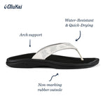 OLUKAI Ohana Women's Beach Sandals, Quick-Dry Flip-Flop Slides, Water Resistant, Wet Grip Soles & Compression Molded Footbed 12 Bright White/Hua