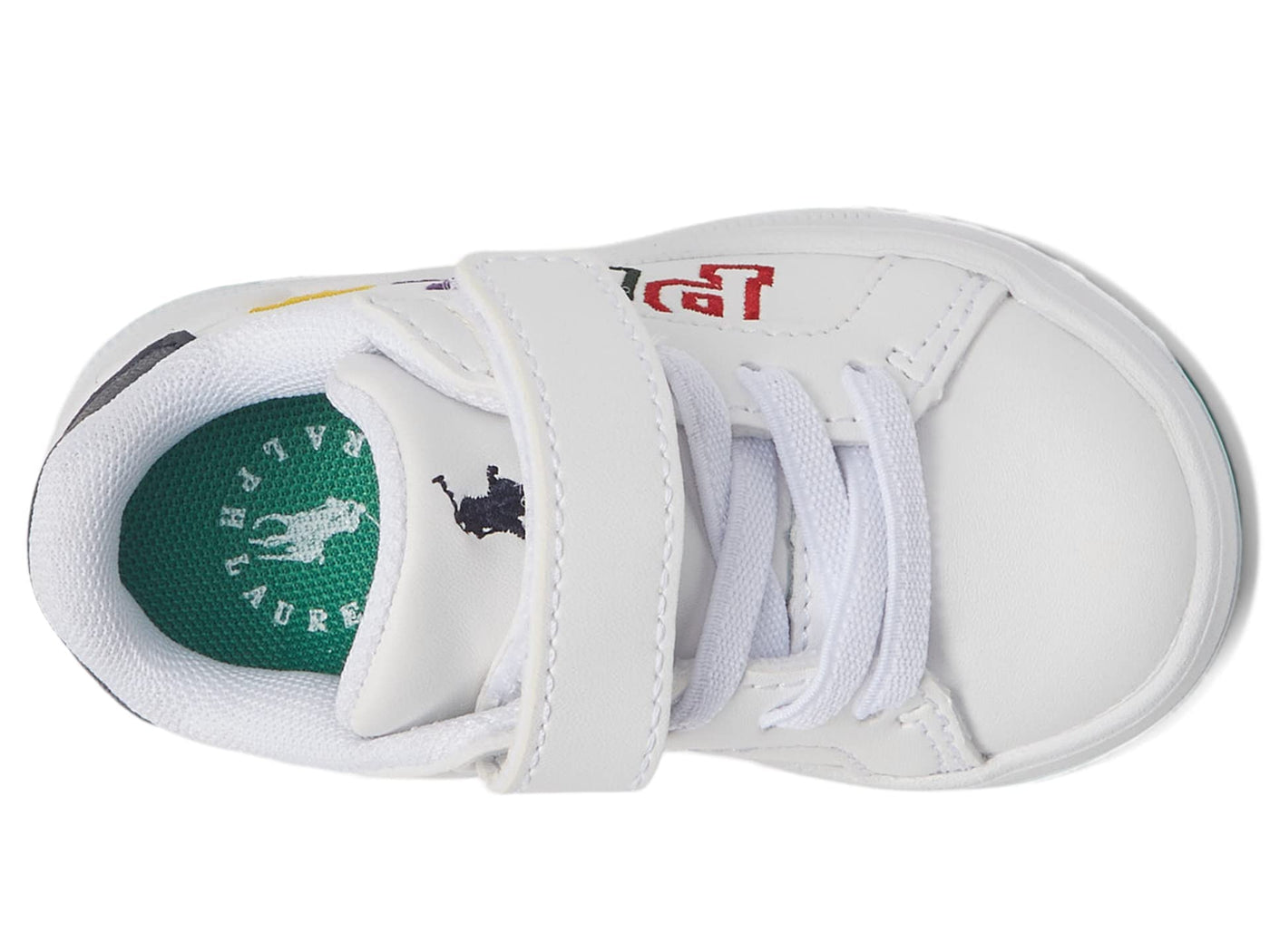 POLO RALPH LAUREN Baby Boy's Heritage Court II Graphic PS (Toddler) White Smooth/Navy/Green/Polo 6 Toddler M