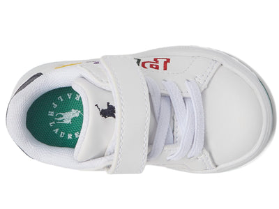 POLO RALPH LAUREN Baby Boy's Heritage Court II Graphic PS (Toddler) White Smooth/Navy/Green/Polo 6 Toddler M