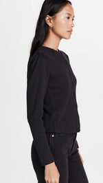 AMO Women's Puff Sleeve Cardigan, Vintage Black, XS