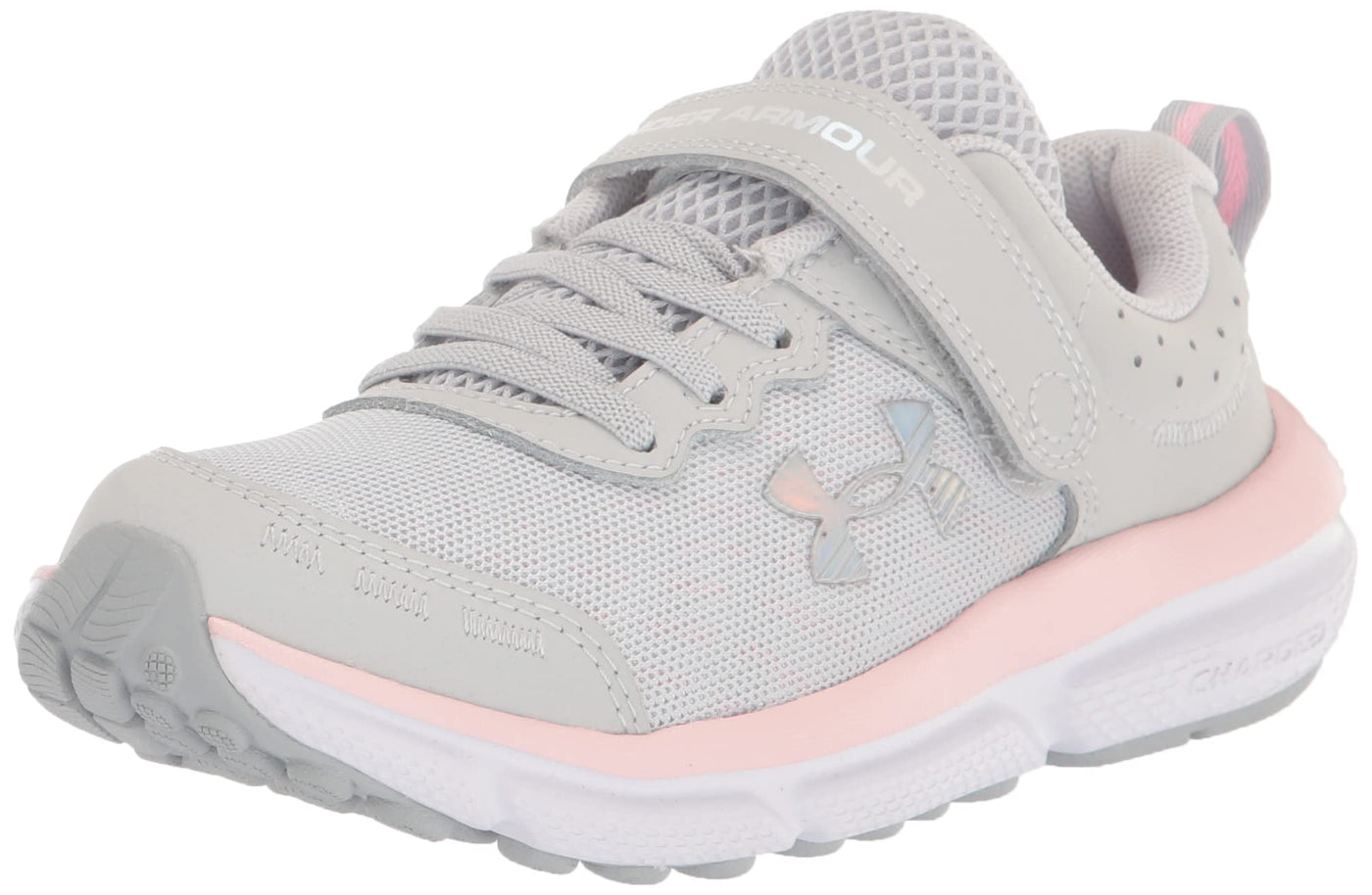 Under Armour Girls' Pre School Assert 10 Alternate Closure, (100) Halo Gray/Pink Sugar/Iridescent, 12K, US