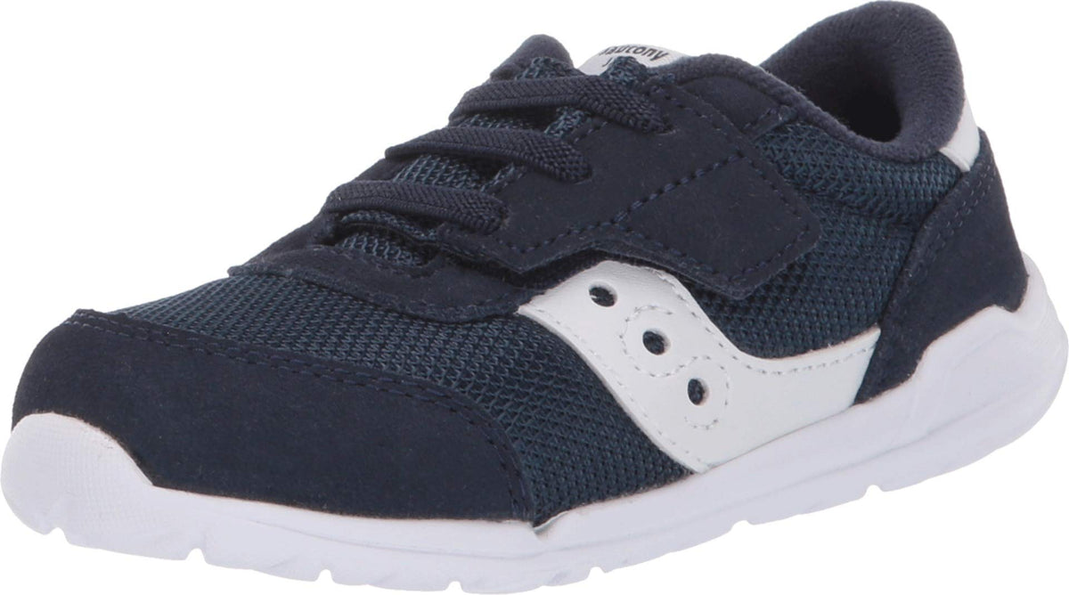 Saucony Boys' Jazz Riff Sneaker, Navy/White, 6 M US Little Kid