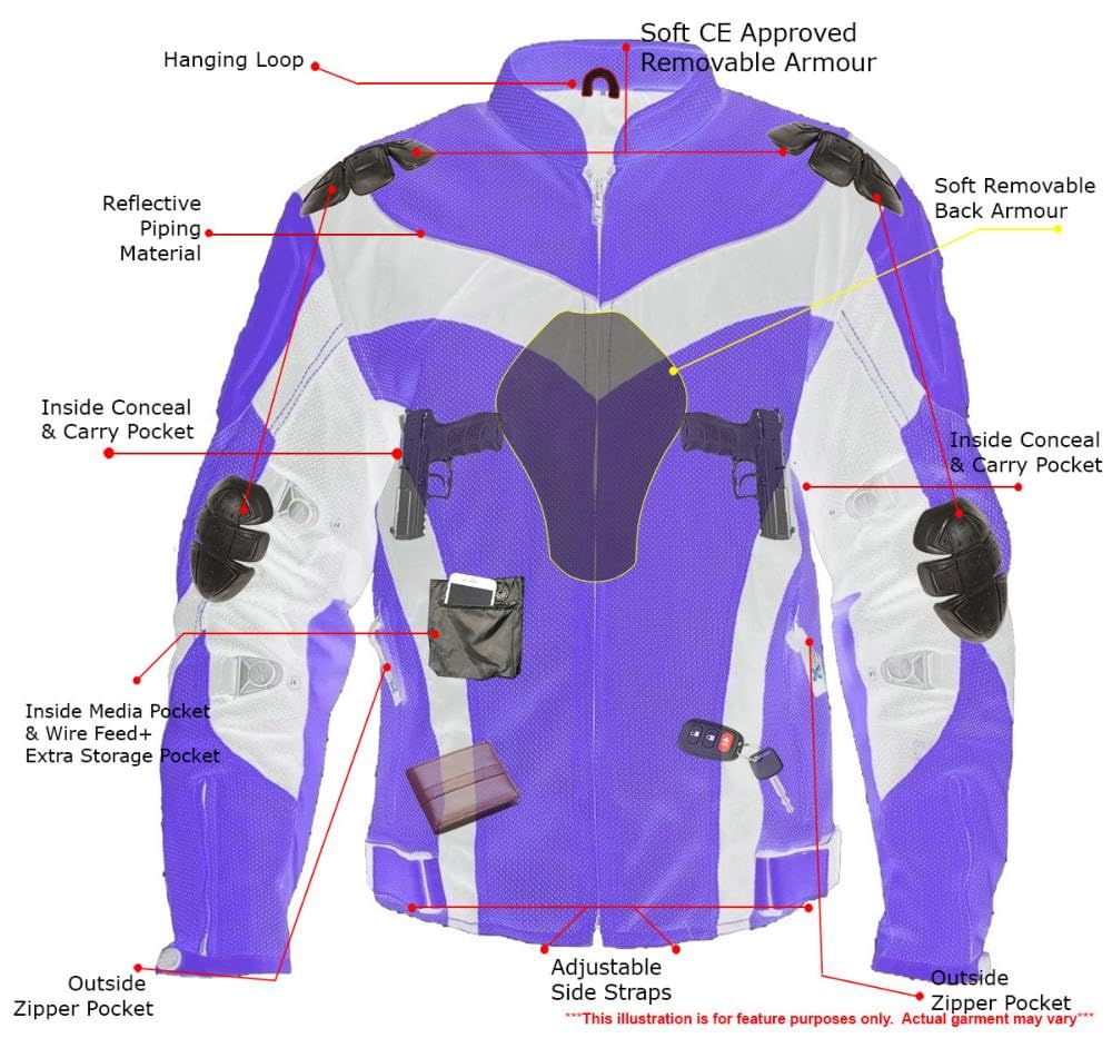 Xelement CF-6019-66 Men's 'Invasion' Neon Green Textile Motorcycle Jacket wit X-Armor Protection - X-Large