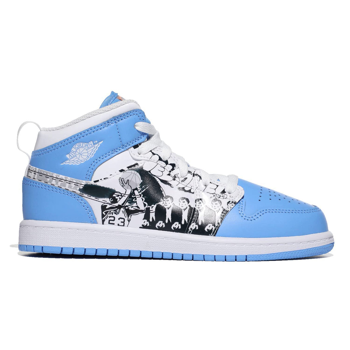 Jordan Boy's Jordan 1 Mid SS (Little Kid) White/University Blue/Starfish 13 Little Kid M