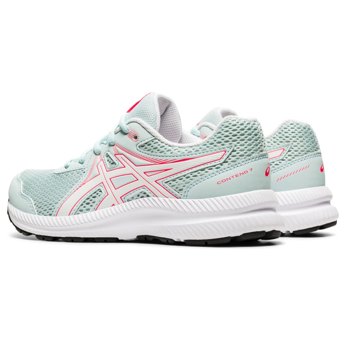 ASICS Girl's Contend 7 GS (Little Kid/Big Kid) Aqua Angel/White 4 Big Kid M