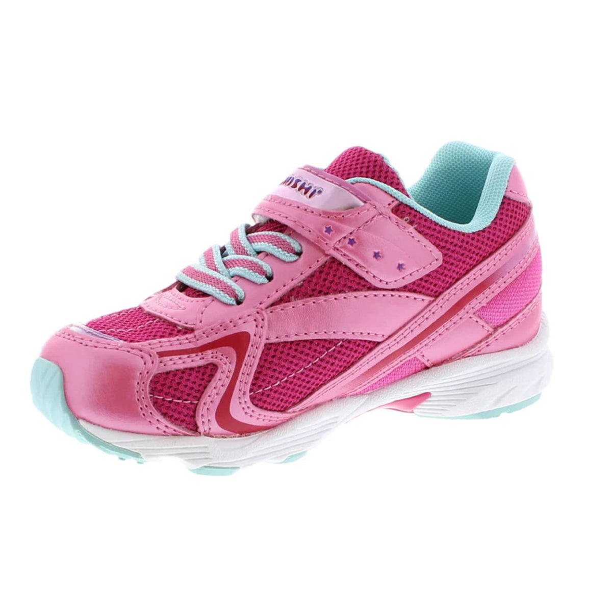 TSUKIHOSHI 3537 Glitz Strap-Closure Machine-Washable Child Sneaker Shoe with Wide Toe Box and Slip-Resistant, Non-Marking Outsole, Hotpink/Mint - 11 Little Kid (4-8 Years)