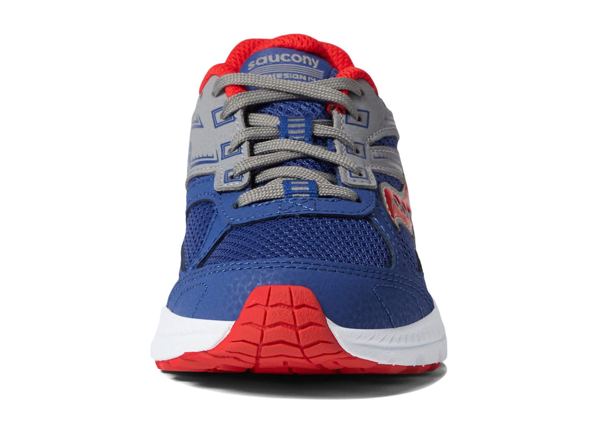 Saucony Cohesion 14 Lace to Toe Running Shoe, Navy/RED, 3 Wide US Unisex Big_Kid