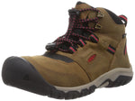 KEEN Ridge Flex Mid Height Waterproof Leather Hiking Boots, Bison/Red Carpet, 4 US Unisex Big Kid