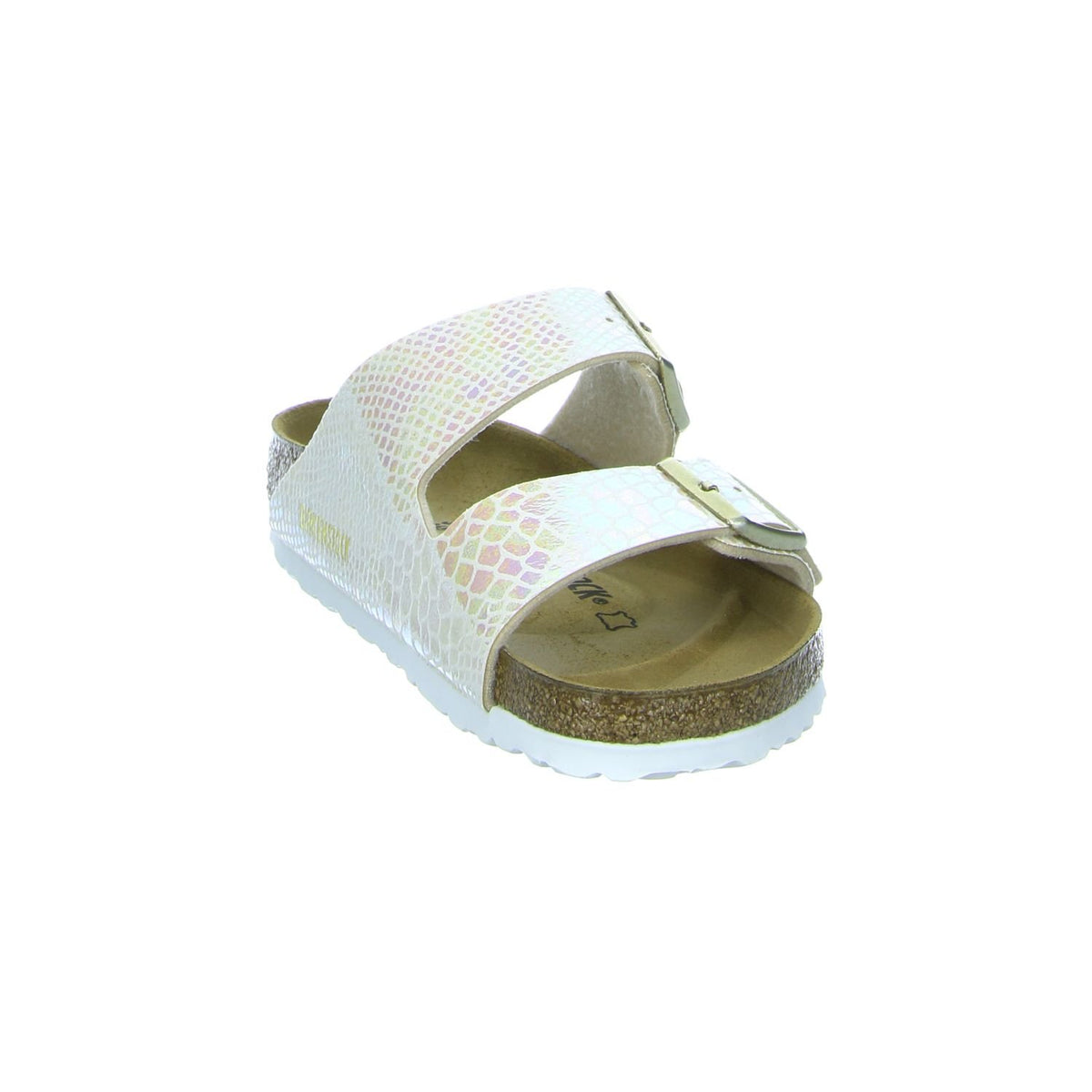 Birkenstock Women's Open Back Slippers, Gold Shiny Snake Cream, 9