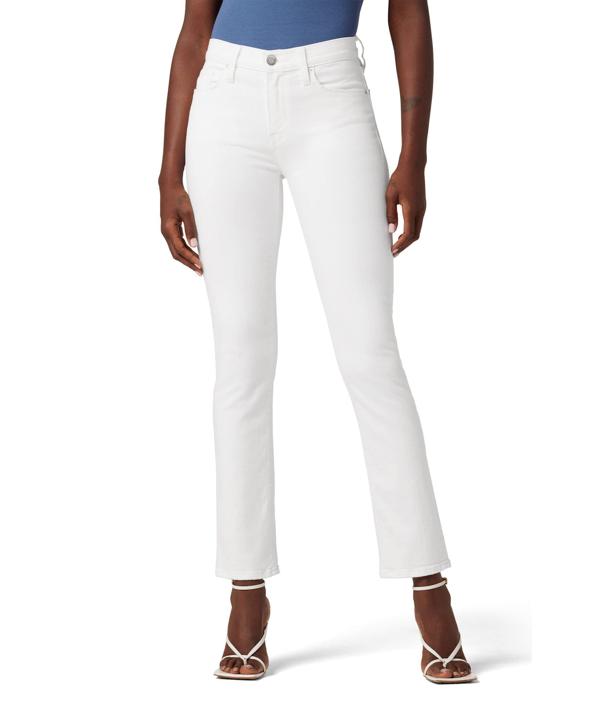 HUDSON Womens Nico Mid Rise, Straight Leg Ankle Jeans, White, 27 US