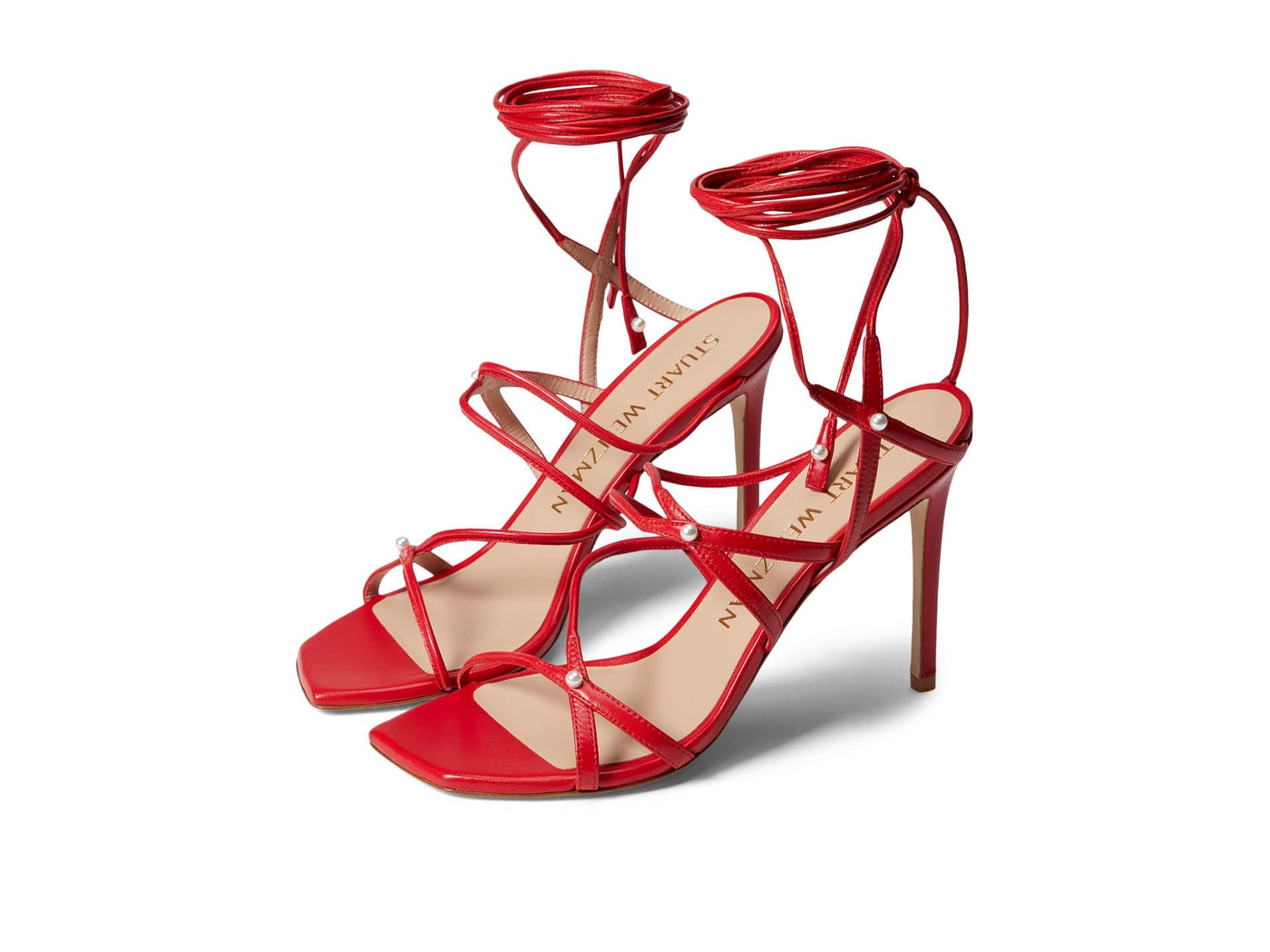 Stuart Weitzman Astrid 100 Sandal Lipstick Red 7.5 B