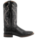 Ferrini Men's Taylor Teju Lizard Square Toe Leather Heeled Western Boots, Black, 11