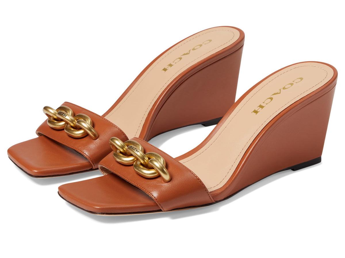 Coach Elsie Leather Wedge Burnished Amber 8.5 B (M)