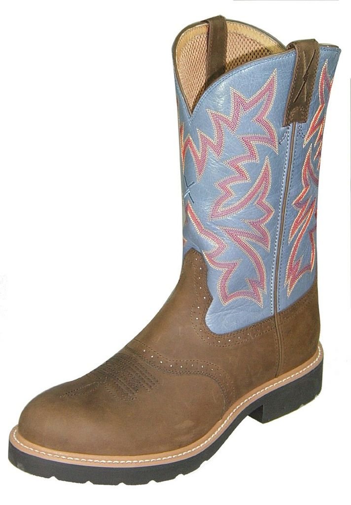 Twisted X Men's Saddle Vamp Pull-On Work Boot Steel Toe Saddle Brown 9.5 D(M) US