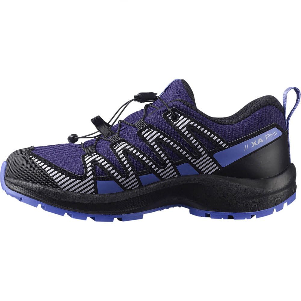 Salomon Kids XA PRO V8 CLIMASALOMON™ Waterproof Trail Running Shoes, Astral Aura/Black/Purple Heather, 7.5 Big Kid