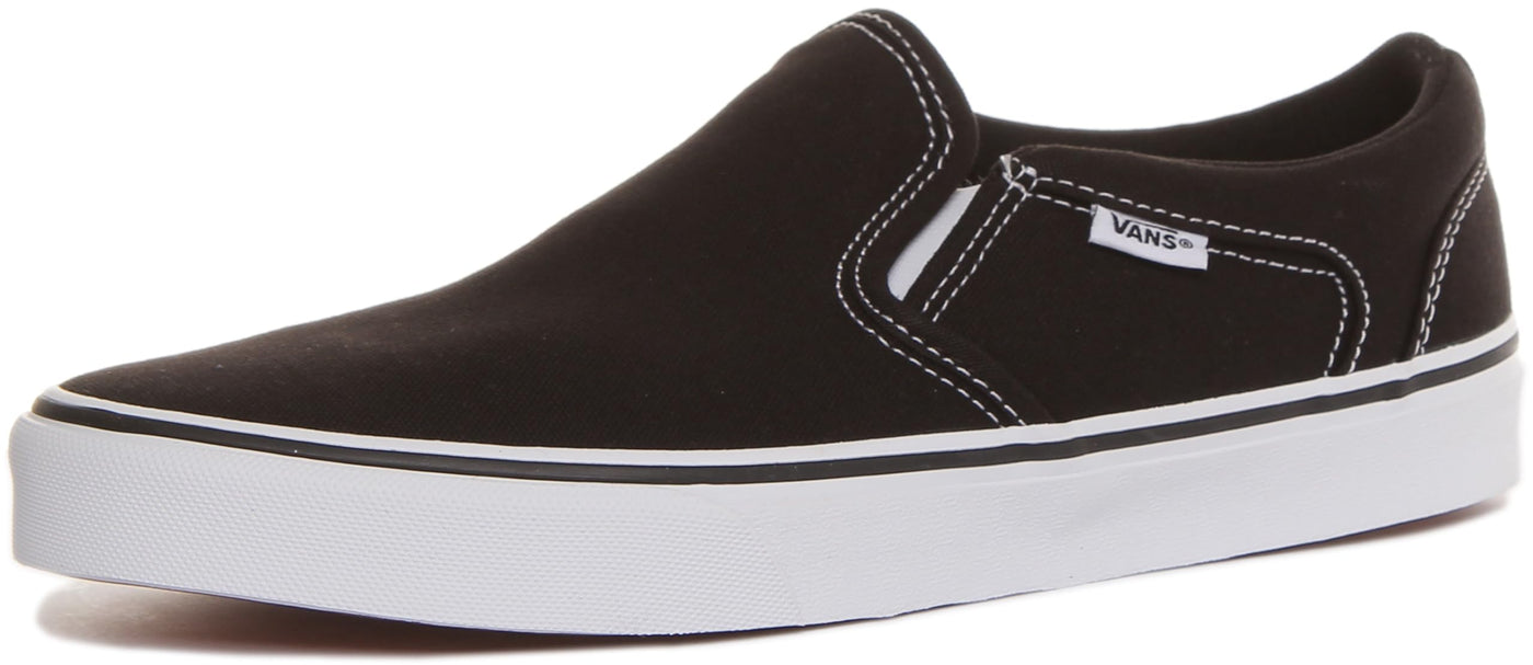 Vans Men's Asher Trainers, Canvas Black White, 7.5