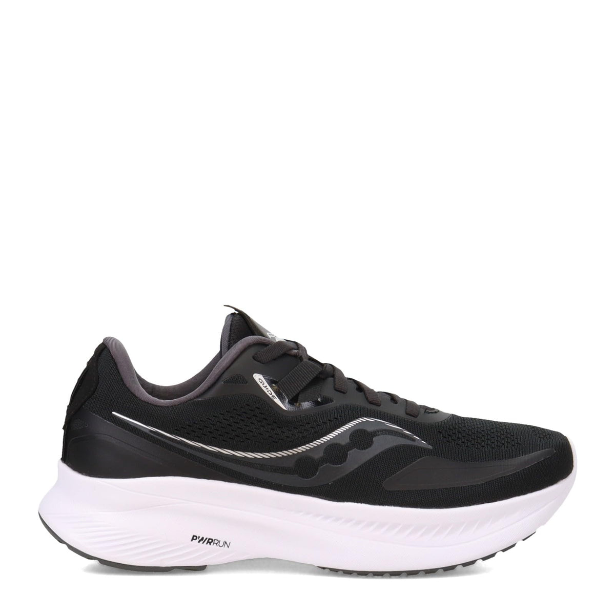 Saucony Women's Guide 15 Running Shoe, Black/White, 7.5 Wide