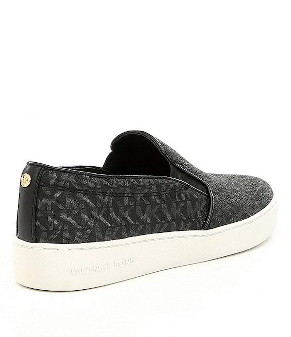 Michael Kors Women's Moccasin Espadrille 9 Black Mini Mk Logo Coated Canvas/Suprema Nappa Sport