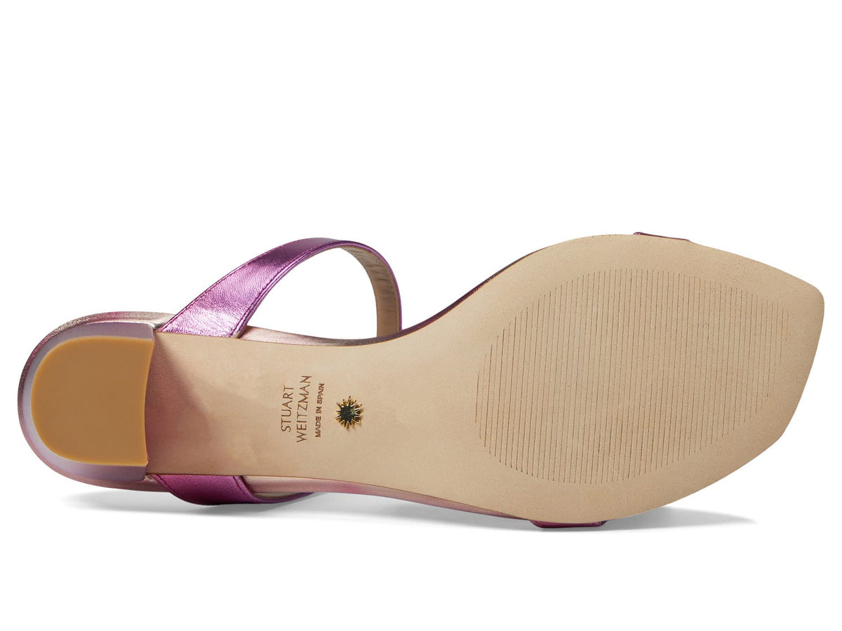 Stuart Weitzman Aleena 50 Block Slide Heels for Women - Leather Upper and Lining, Sleek Straps Design, and Rubber Outsole Hot Pink Multi 8 B