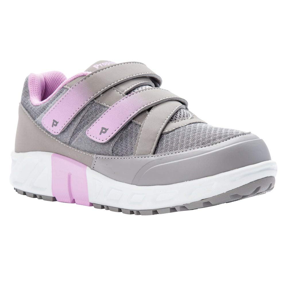 Propet Women's Matilda Strap Sneaker, Grey/Pink, 07 4E US