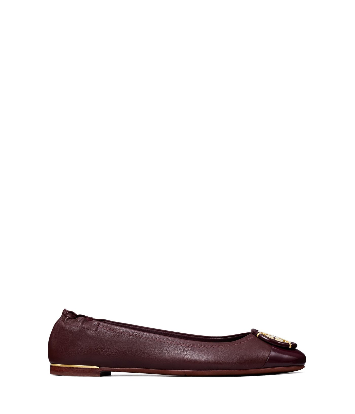 Tory Burch Multi Logo Cap-Toe Ballet Deep Berry/Deep Berry 9 M