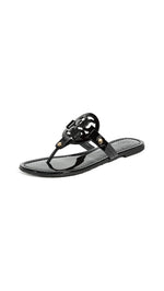 Tory Burch Women's Miller Patent Thong Sandal, Black, 10.5 Medium US