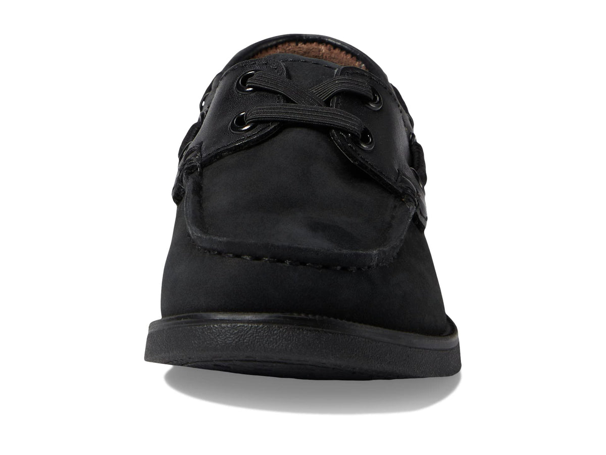 Florsheim Boy's Croquet Jr Moc Toe Boat Shoe (Toddler/Little Kid/Big Kid) Black Nubuck 1 Medium