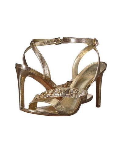 Michael Michael Kors Womens Tricia Leather Open Toe Special, Gold, Size 10.0