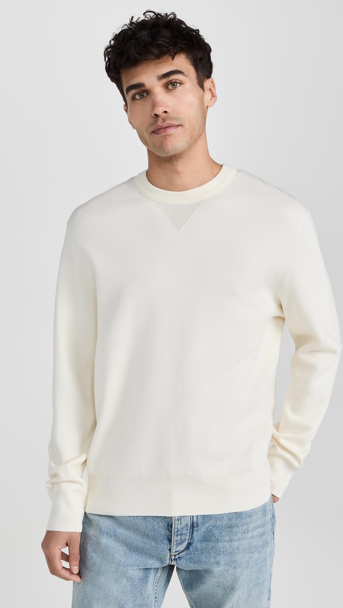 rag & bone Men's Viscose York Crew Sweater, Vanilla, Off White, White, L