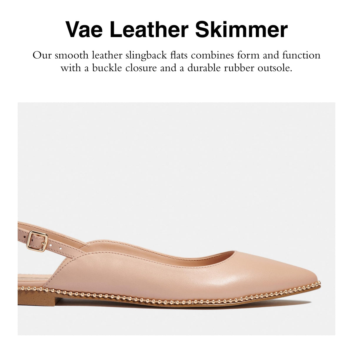 Coach Women's VAE Leather Skimmer Ballet Flat, Beechwood, 6.5