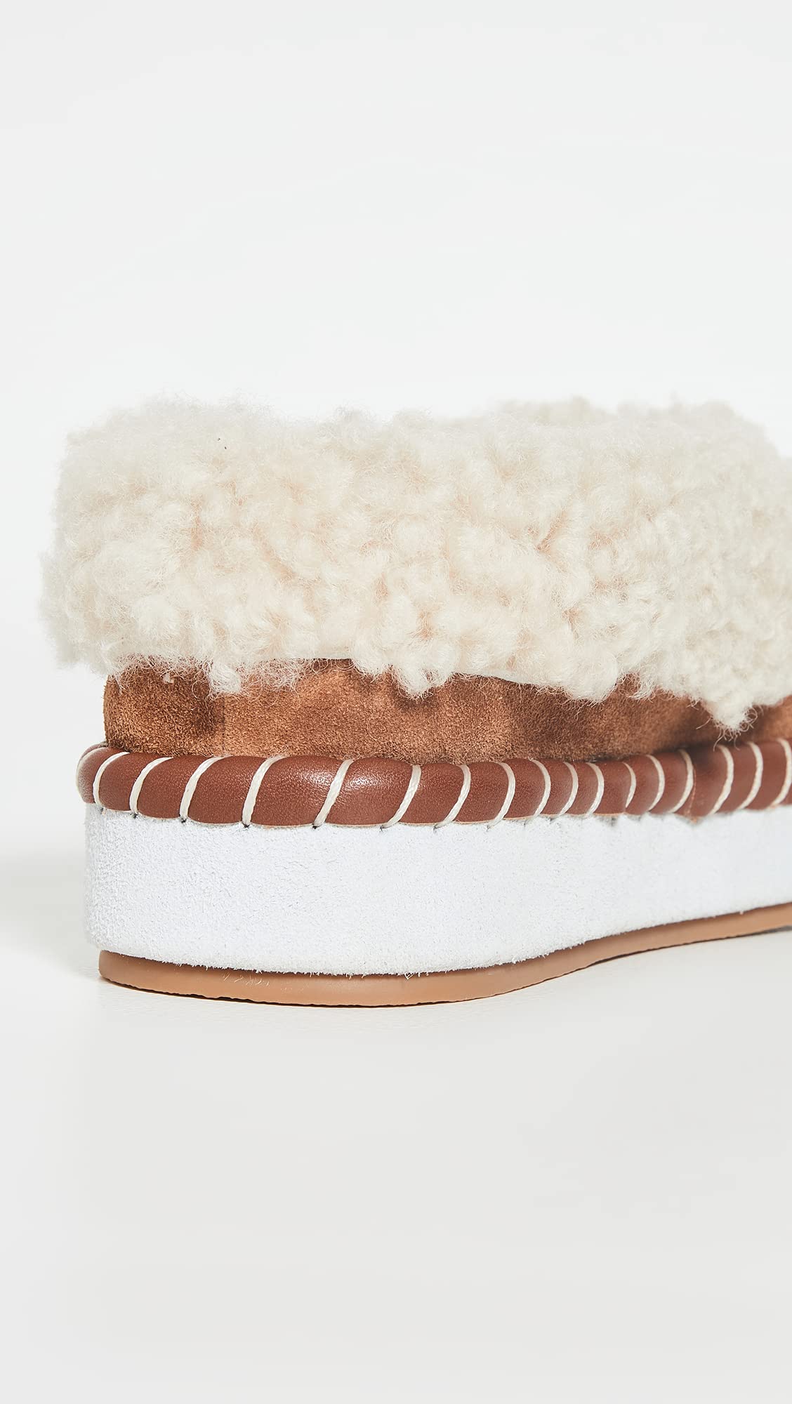 Tory Burch Women's Shearling Slippers, Toasted Caramel/Buttermilk, Brown, Off White, 7.5 Medium US
