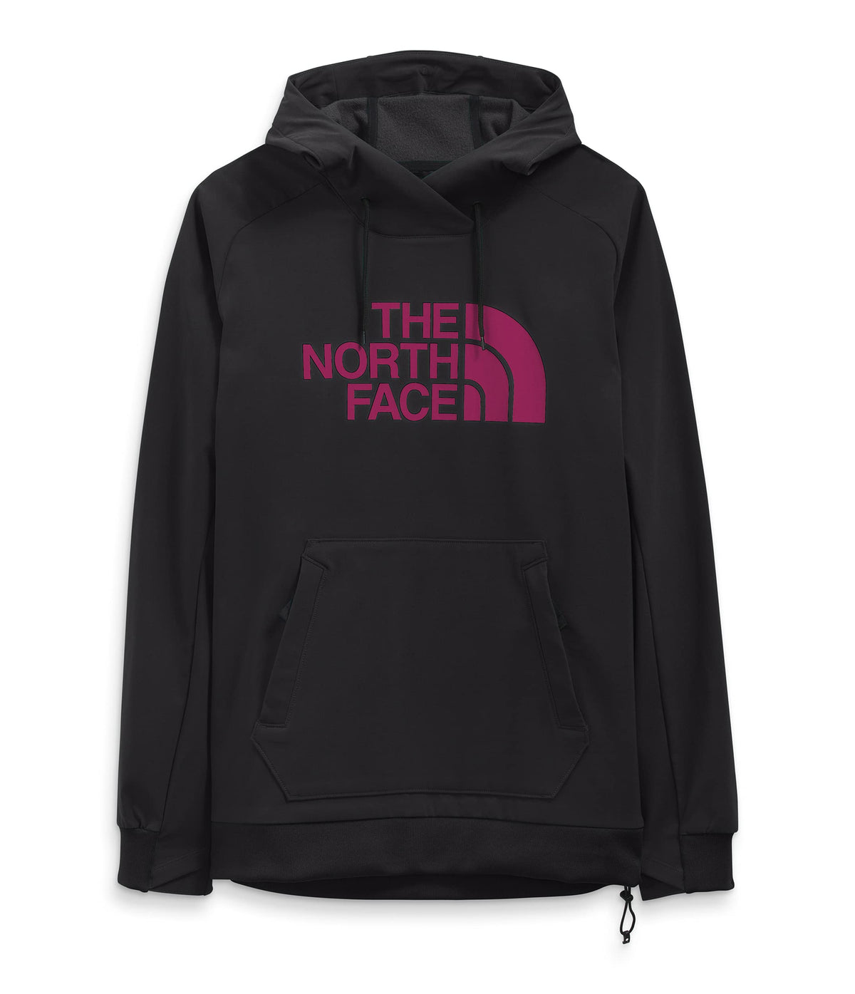 THE NORTH FACE Men's Tekno Logo Water-Repellent Fleece Hoodie, TNF Black/Roxbury Pink, X-Small Regular