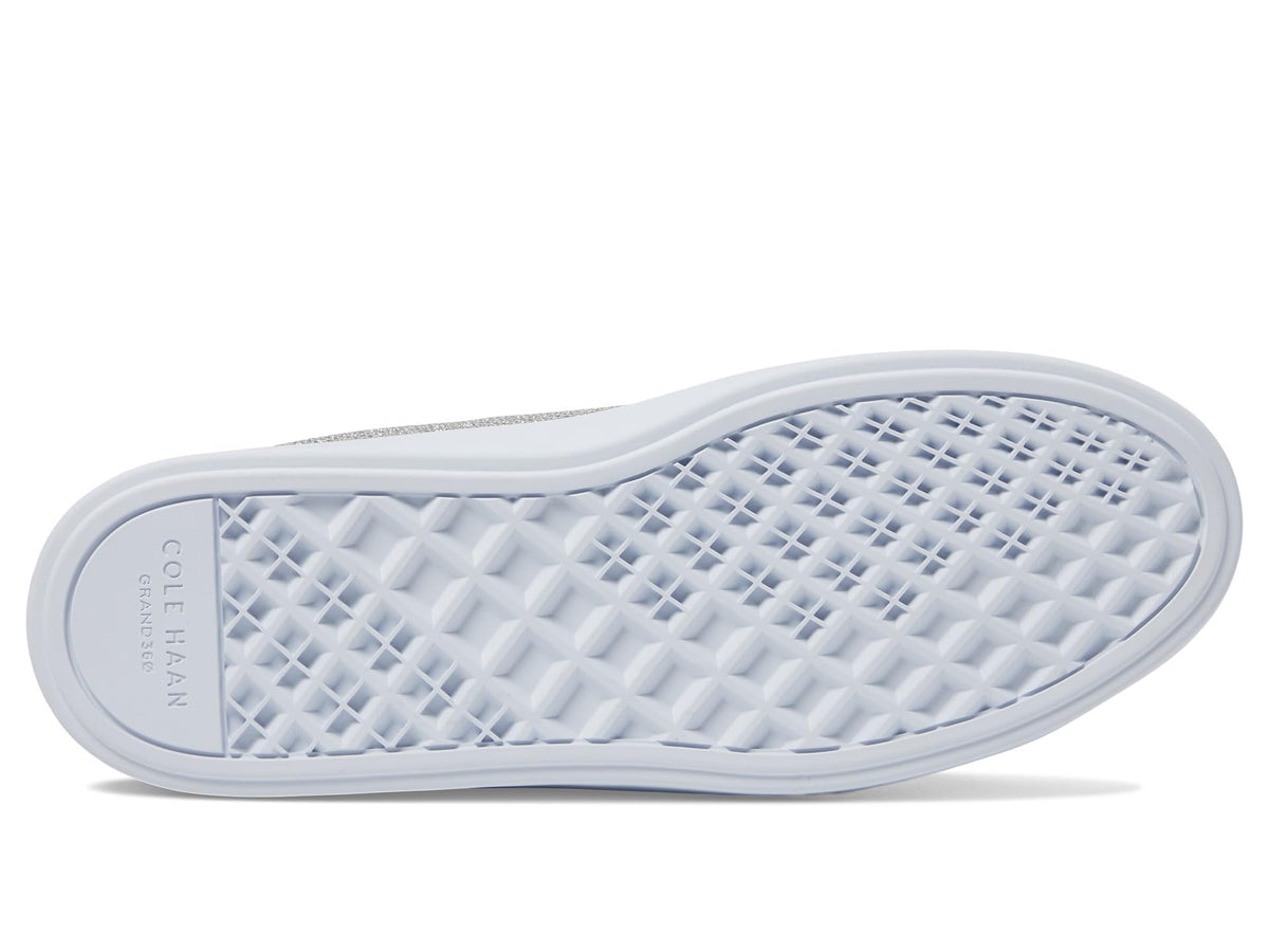 Cole Haan Women's Grand Crosscourt Daily Sneaker, Silver Glitter MESH/Optic White, 10.5