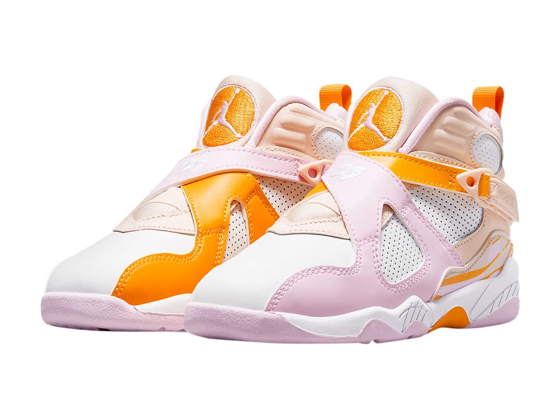 Jordan 8 Retro (Little Kid) Orange Pearl/Light Arctic Pink/White/University 1 Little Kid M