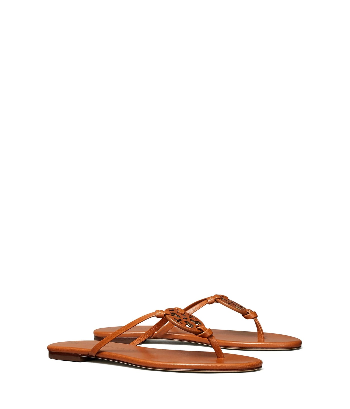 Tory Burch Women's Aged Camello Leather Miller Knotted Sandals Flip Flops (Numeric_6) Tan