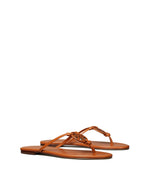 Tory Burch Women's Aged Camello Leather Miller Knotted Sandals Flip Flops (Numeric_6) Tan