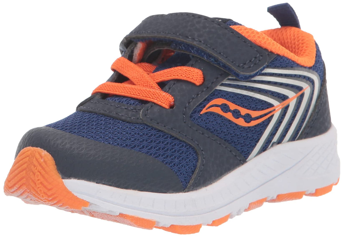 Saucony Wind FST Jr Sneaker, Navy/Orange, 8 US Unisex Little Kid