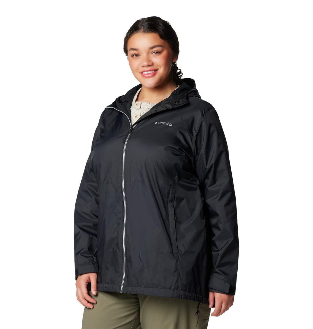 Columbia Womens Switchback II Lined Long Rain Jacket, Black, Medium