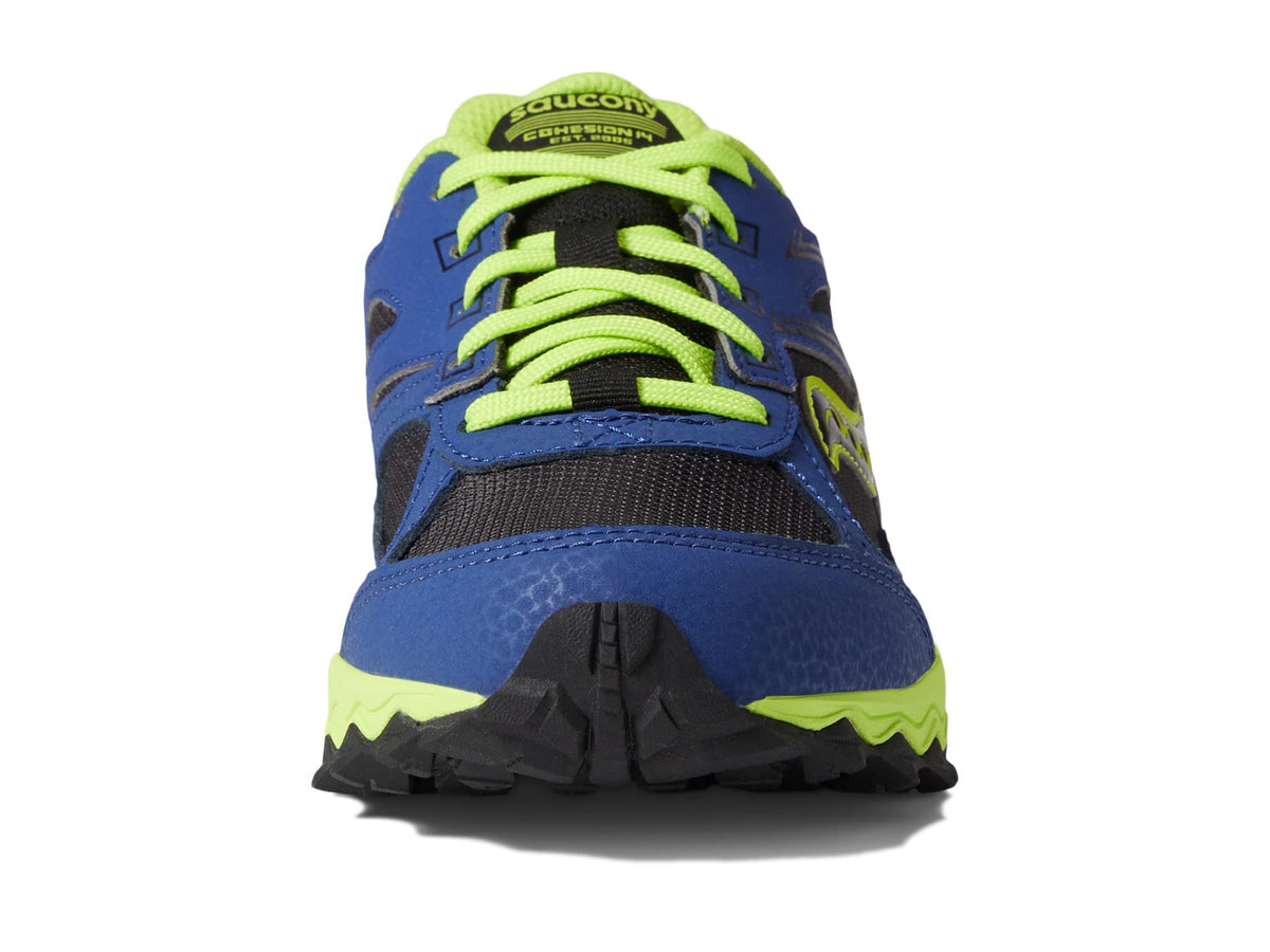 Saucony Cohesion Tr14 Lace to Toe Trail Running Shoe, Blue/Black/Green, 13 US Unisex Big Kid